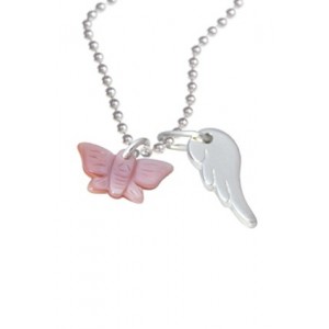 collier petite aile et charm nacre